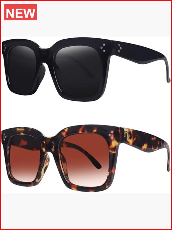 Oversized Square Sunglasses UV400 Protection Flat Lens main image 4